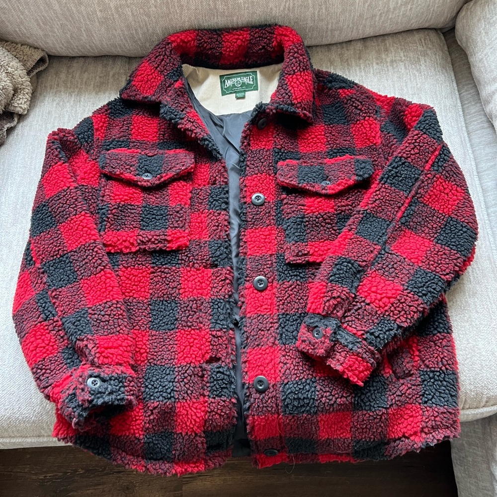 Plaid Sherpa flannel coat